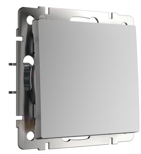 Выключатель кнопочный без рамки Werkel 1-кл. серебряный глянцевый картинка